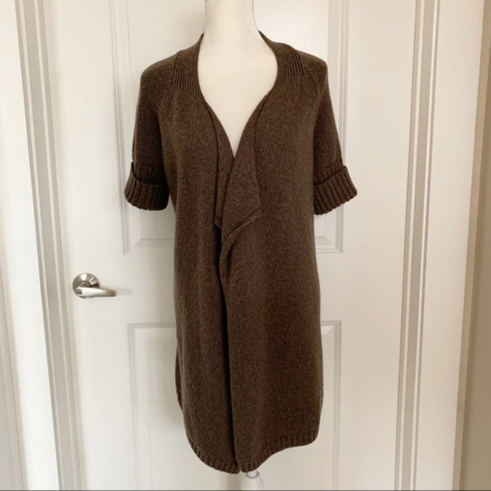 Vince | Short Sleeve Draped Wool Open Cardigan S